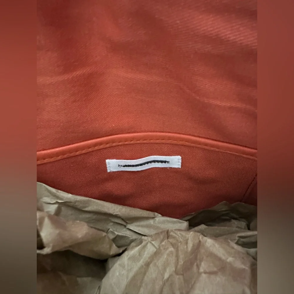 Anthropologie Woven Leather Shoulder Bag, Terracotta, Clay, Boxy, Purse